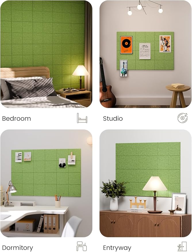 Fluxynara Large Felt Bulletin Board 36" x 24"Cork Board Alternative-6 Pack with 40 Safe Removable Adhesive Tabs, Cork Boards for Walls Cork Board for Home Office Classroom Pin Board-Kelly Green