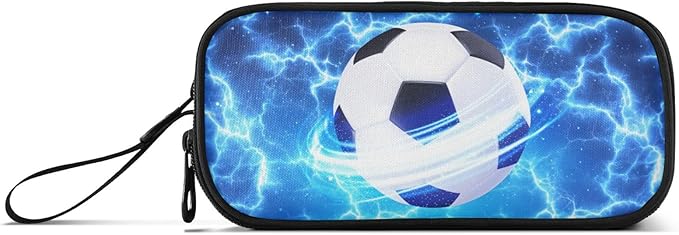 DVGMBXY Soccer Starry Sky Pencil Case Box for kids Teens Boys Girls Large Pencil Pouch with Zipper Compartments Big Capacity Stationery Pen Bag Organizer for Kids Teens Adults School Office