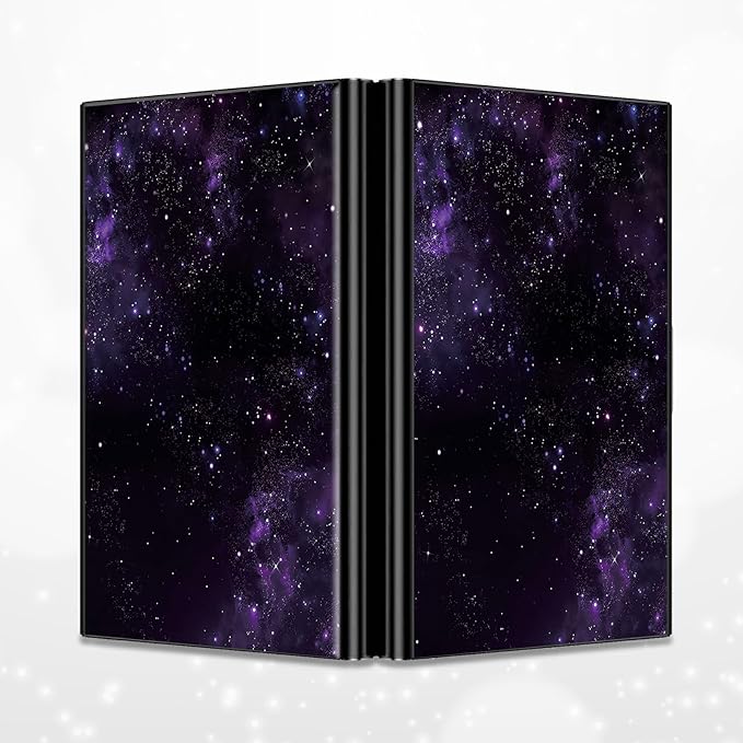 BWEGRHE Slim Credit Card Holder, Purple Galaxy RFID Blocking Metal Wallet for Men & Women, Aluminum Minimalist Hard Case Pocket-Sized Business Cards Organizer (Fits Up to 10 Cards)