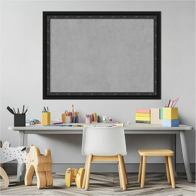 Amanti Art Black Framed Magnetic Board 24x32 Medium Vision Board for use with Magnets, 100% Metal Sheet to Display Items as Office Decor or for Home Organization in mudroom, Kitchen or Kids Room