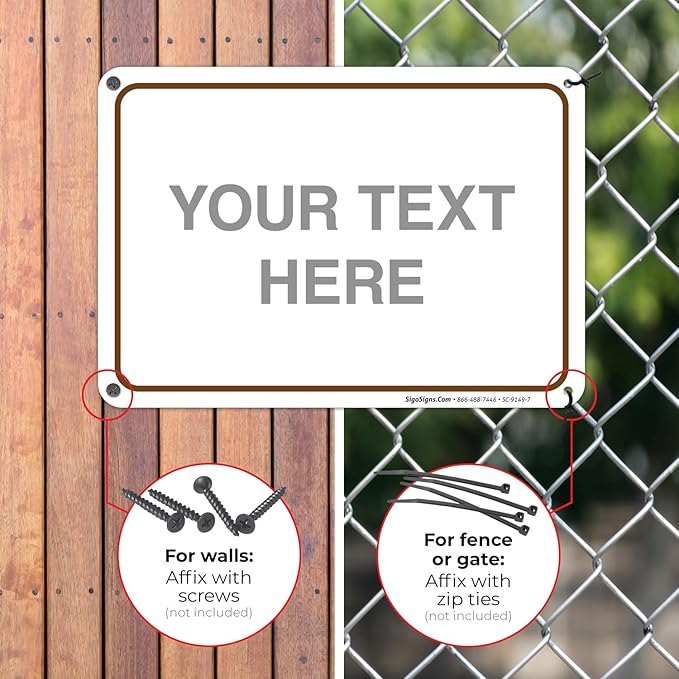 Custom Sign, Personalized Metal Signs, Customize for Office, Business, Workplace, Home, Airbnb, Delivery Brown Signs, 10x7 Inches, Rust Free .040 Aluminum, Fade Resistant, Made in USA by Sigo Signs