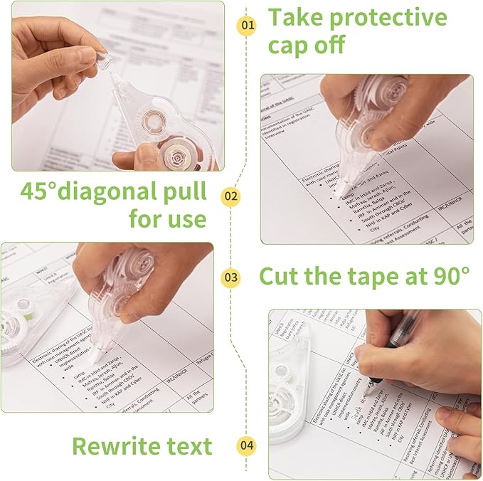 JEFURE 24 Pcs Transparent Correction Tape, 236 Inch Tear-Resistant Bulk for School, Office, Note Taking, Journal (Tape Width 0.2 In)