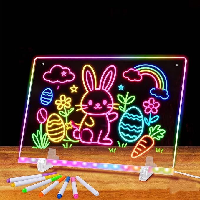 SetGame LED Drawing Board for Kids, 16 Inch Doodle LED Note Boards with Colors, 2026 Birthday Gifts for Boys Girls Ages 5 6 7 8 9 10 12+ Year Old, Magic Glow Art Toys for 6 7 8 9 10 Year Old