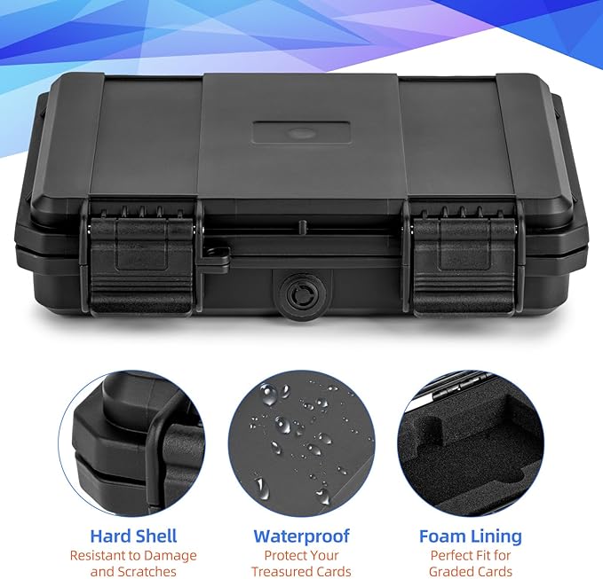 MewVeer Graded Card Case, Trading Card Storage Box, Top Loader Storage Cases with Padlock Hole, Hard Cards Boxes for Sports Cards Hold up to 3 PSA