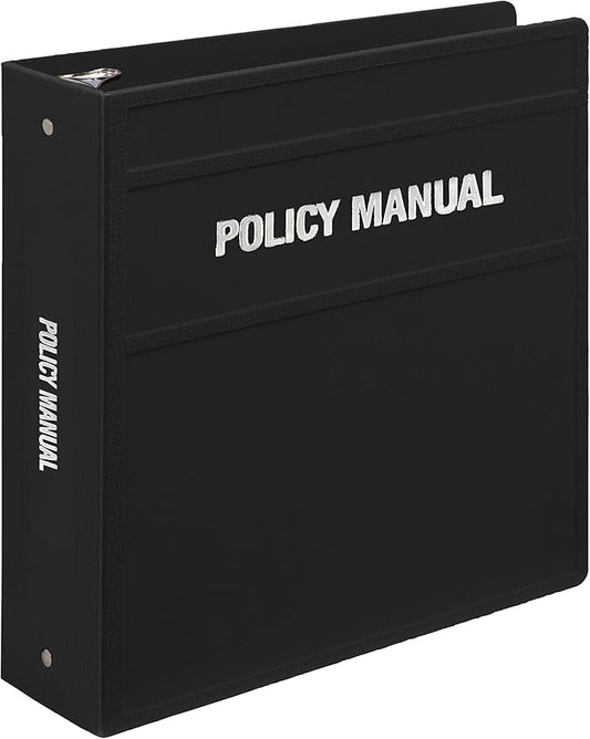 Carstens 3-Inch Heavy Duty Round Ring Binder for Policy Manuals – Side Opening, Black, Durable Plastic Covers, No-Gap Rings, No Pockets, Holds 400 US Letter Sheets, Made in USA (1761-3R)