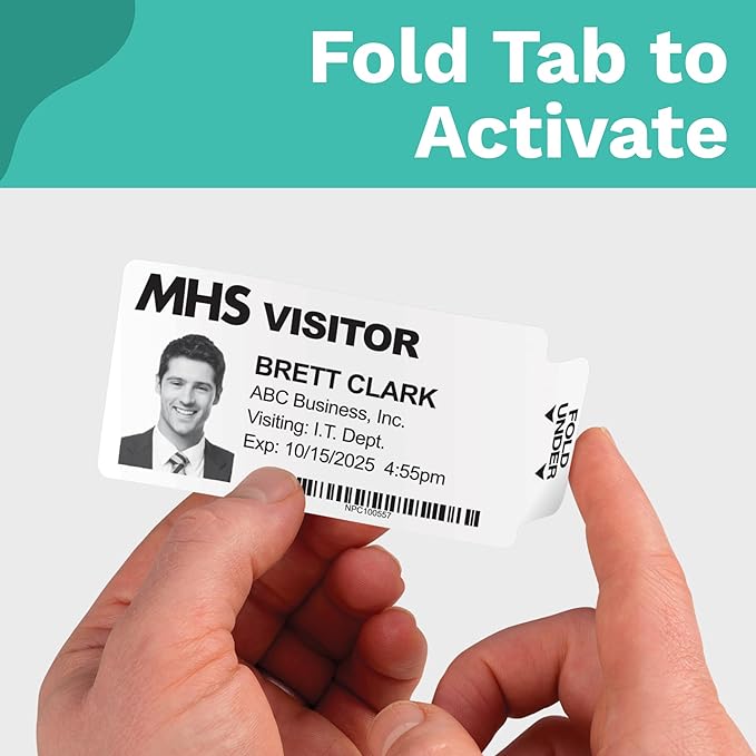 Threshold 3.25 Inch Tab Expiring Visitor Badges on a Roll | 4 Rolls (1,000 Badges) Compatible with Brother Direct Thermal Printers | Name Tag Stickers | Hospital, Office & Secretary Supplies