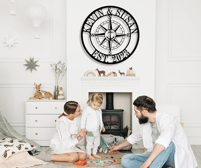 Custom Anchor Compass Metal Sign, Personalized Coordinates Sign, Custom Nautical Decor, Housewarming Gift, Anniversary Wedding Gifts for Couples 2025, Metal Wall Art