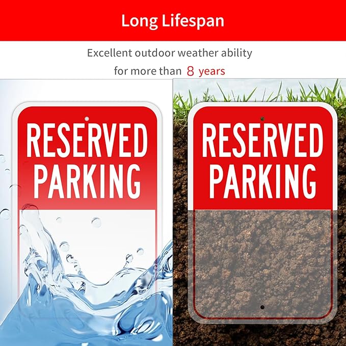 Blank Reserved Parking Sign (2-Pack), 18x12 Inches Rust Free Reflective Aluminum Write-On Sign, Fade Resistant, UV Protected, Waterproof, Easy to Install