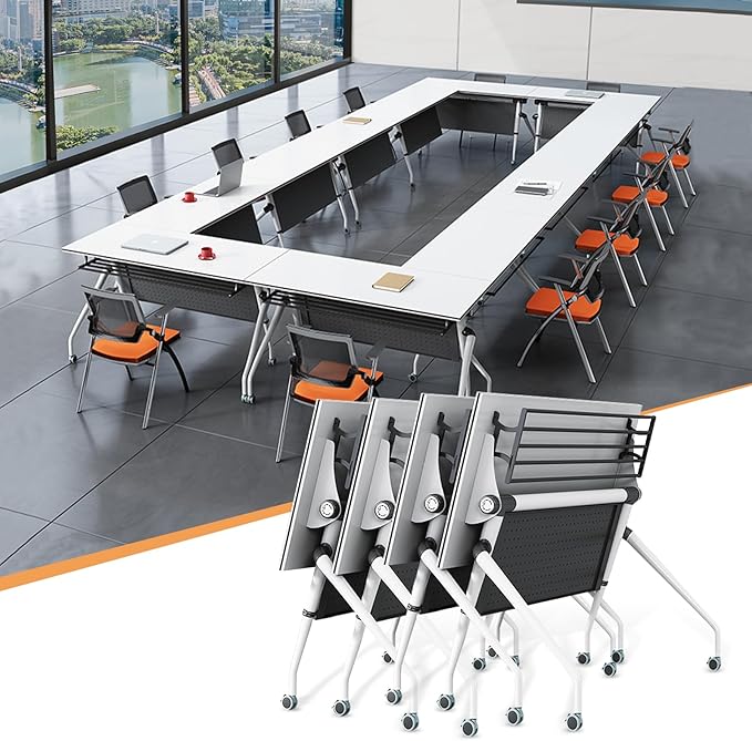 Conference Table,55.1''Folding Conference Room Table for 4-12 People,Mobile Flip Top MeetingTraining Table with Different Coulor and Styles for Offices, Classrooms,Meeting Room (4, C)