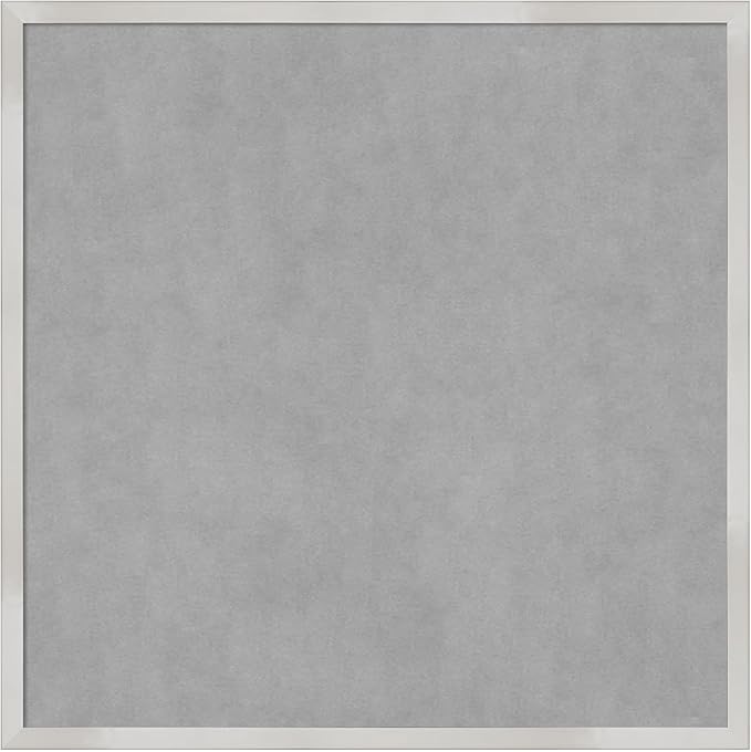 Amanti Art Silver Framed Magnetic Board 25x25 Medium Vision Board for use with Magnets, 100% Metal Sheet to Display Items as Office Decor or for Home Organization in mudroom, Kitchen or Kids Room