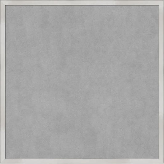 Amanti Art Silver Framed Magnetic Board 25x25 Medium Vision Board for use with Magnets, 100% Metal Sheet to Display Items as Office Decor or for Home Organization in mudroom, Kitchen or Kids Room