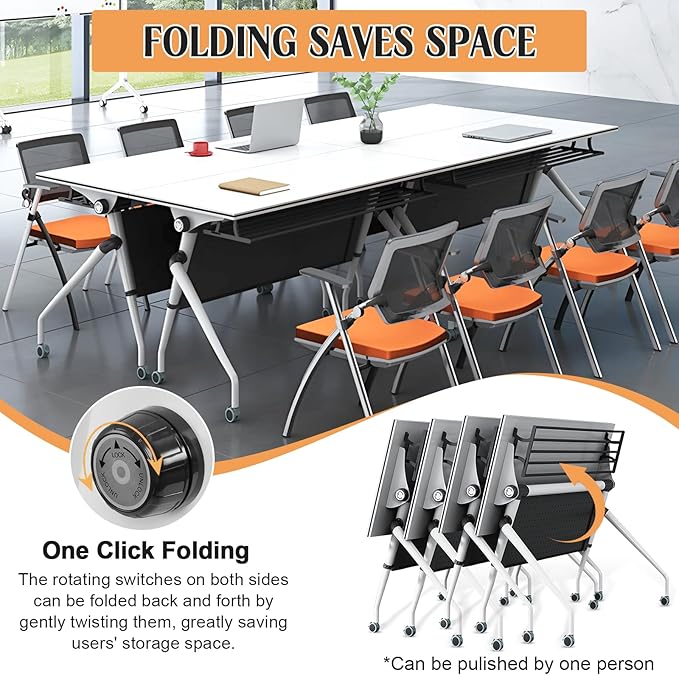 Conference Table,55.1''Folding Conference Room Table for 4-12 People,Mobile Flip Top MeetingTraining Table with Different Coulor and Styles for Offices, Classrooms,Meeting Room (4, C)