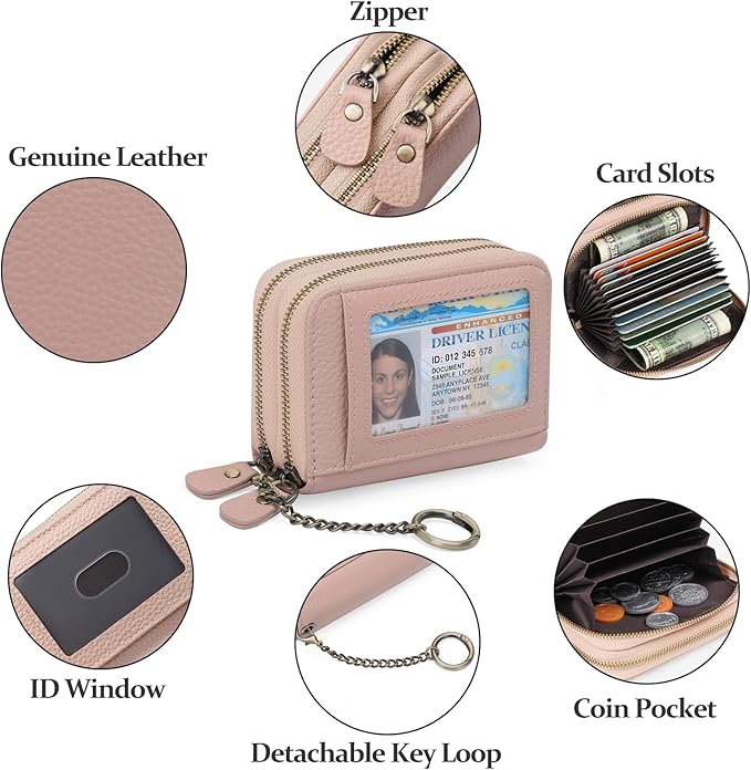 GOIACII Small Genuine Leather Wallet for Women, RFID Blocking Credit Card Holder Wallet