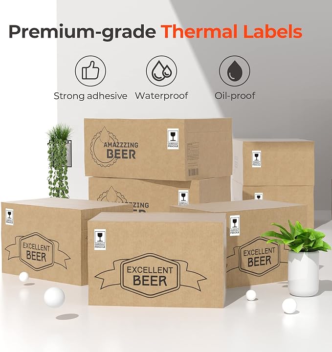 MUNBYN 2.25"x1.25" Thermal Sticker Labels, Self-Adhesive Barcode Label Paper for Direct Thermal Printer and Business, Multi-Purpose Rectangle Address Shipping Mailing Stickers,4000 Sheets/4 Rolls