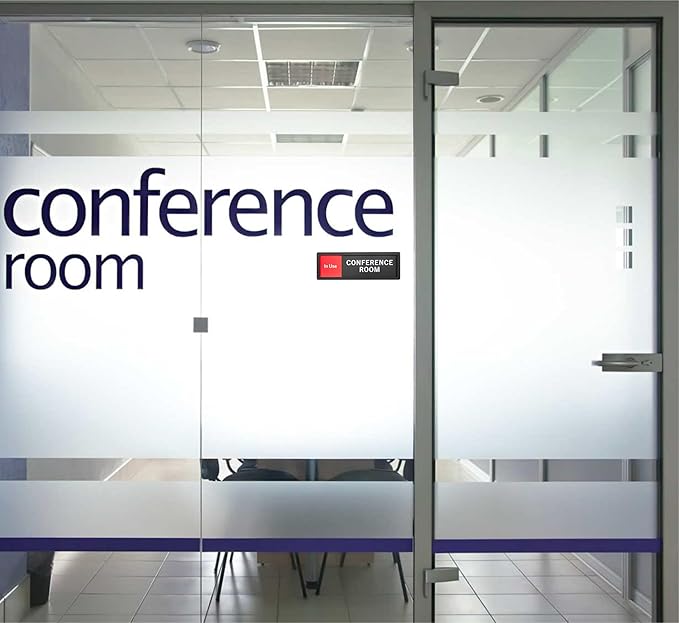 Conference Room Sign – In Use/Available Slide Switch Sign, Premium Durable Acrylic Material, Super Strong Self-Adhesive, Quick Installation, Suitable For Your Home And Business (9×3 Inches, Black)