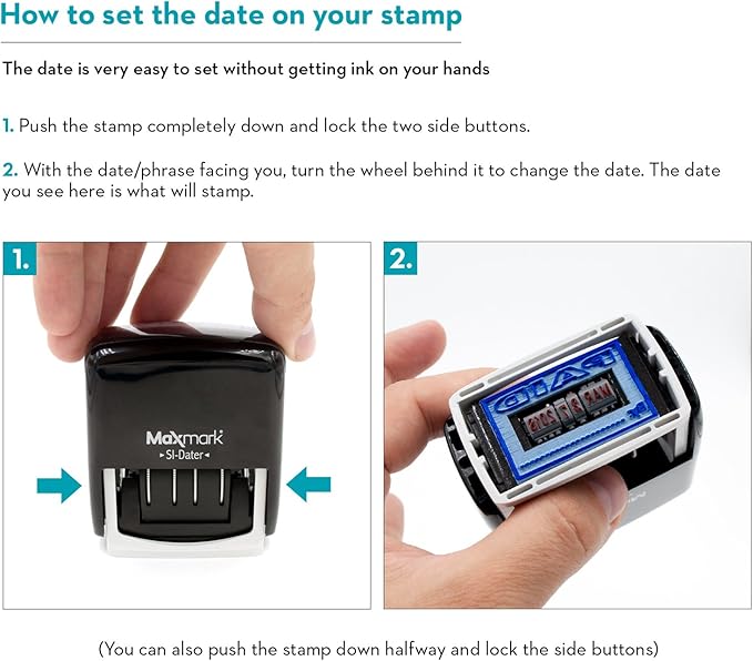 MaxMark Office Self Inking Date Stamp with Phrase Overdue - Black Ink