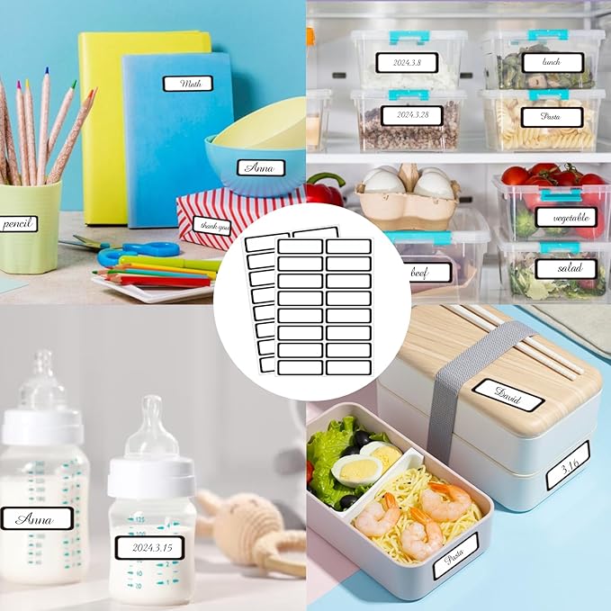STARLIBOO Removable Freezer Labels Stickers, Blank Freezer Labels for Food Containers, 1x3 Inch Waterproof Label (Black Border,240 Labels)