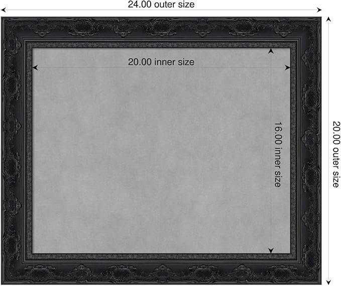 Amanti Art Black Framed Magnetic Board 20x24 Small Vision Board for use with Magnets, 100% Metal Sheet to Display Items as Office Decor or for Home Organization in mudroom, Kitchen or Kids Room