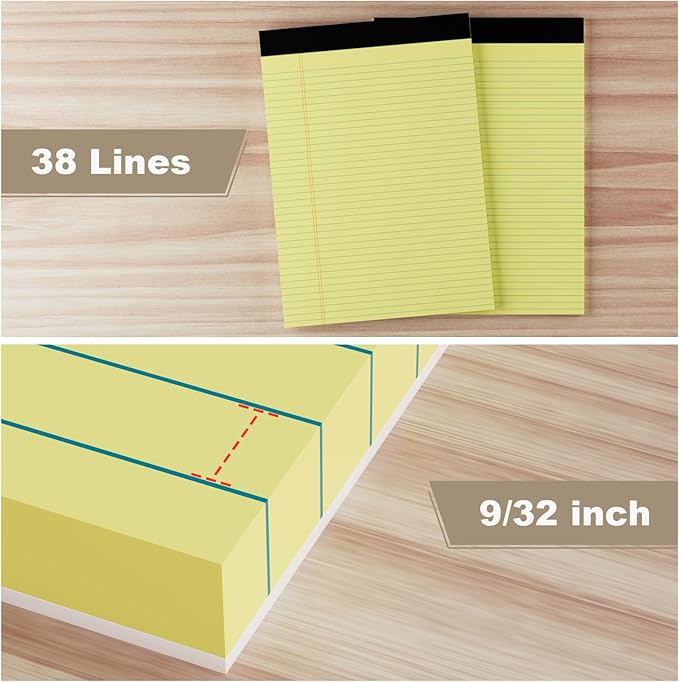 AILZFEI 12 Pack Yellow Legal Pads 8.5 x 11.75 College Ruled Yellow Note Pad Narrow Ruled 30 Sheets Notepads Perforated Writing Pad Clear Print 8x11 Legal Pads Pads of Paper
