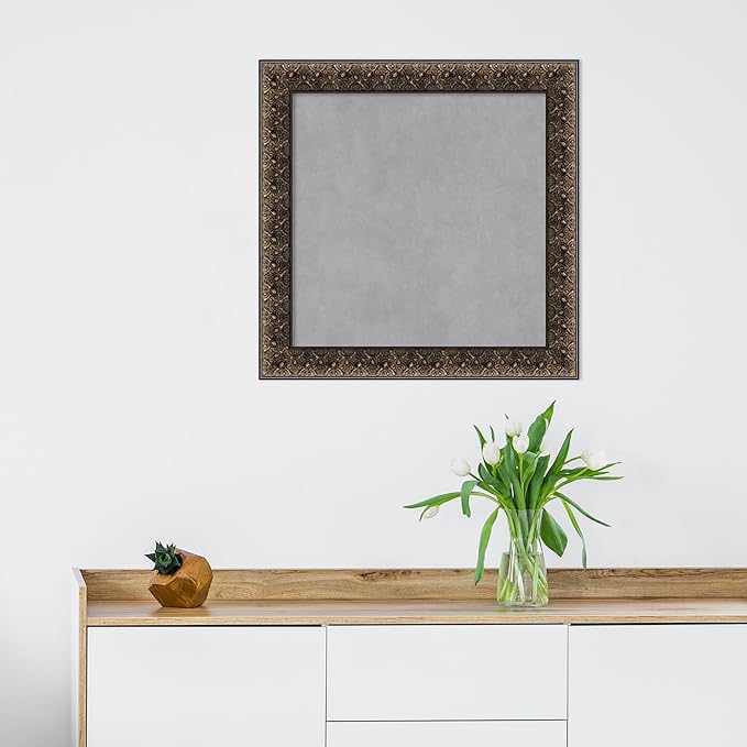 Amanti Art Black Framed Magnetic Board 25x25 Medium Vision Board for use with Magnets, 100% Metal Sheet to Display Items as Office Decor or for Home Organization in mudroom, Kitchen or Kids Room