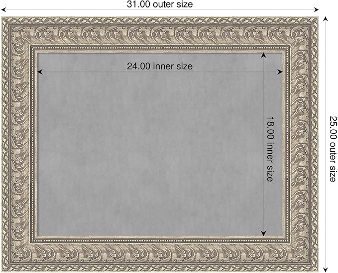 Amanti Art Silver Framed Magnetic Board 25x31 Medium Vision Board for use with Magnets, 100% Metal Sheet to Display Items as Office Decor or for Home Organization in mudroom, Kitchen or Kids Room
