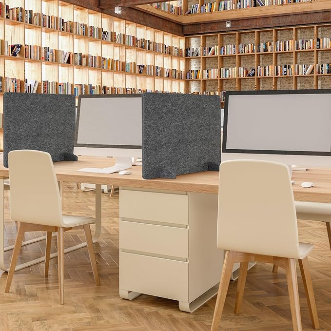AMUSIGHT 2 Pack Acoustic Desk Dividers - 24" x 20" Freestanding Privacy Panels Set with Noise - Reducing Design Cubicle Sound Proof, Ideal for Office, Classroom, and Home (Dark Gray)