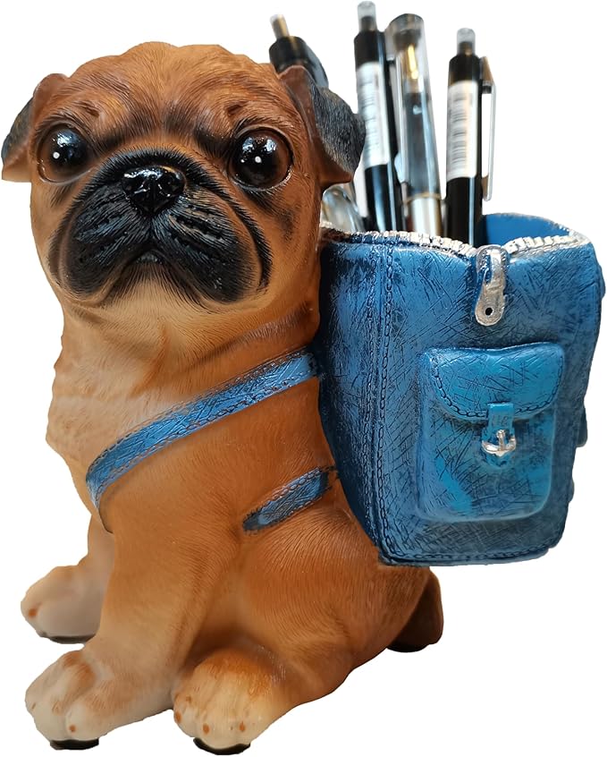 Photour Cute Dog Pen Holder for Desk ，Pen Pencil Cup Creative Desktop Pen Organizer Pencil Cups Unique Desk Accessories Decor for Home Office School Gift for Dog Lovers (Pug)