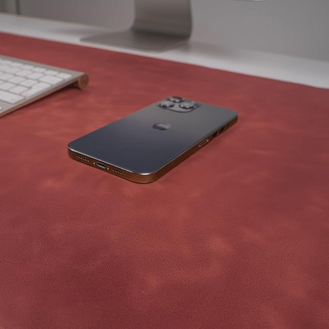 Node Leather Calfskin Leather Desk Pad – Executive Office Desk Mat with Non-Slip Bottom – Smooth Surface for Mouse & Keyboard – Wide Desk Protector 15 3/4" x 38"