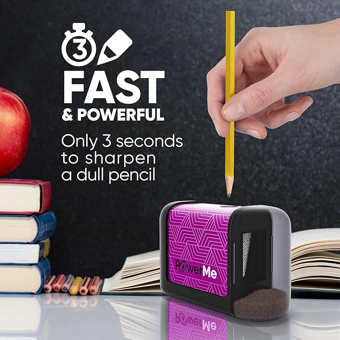 Battery-Operated Electric Pencil Sharpener for Kids, School, Home, Office - for No. 2 Pencils and Colored Pencils