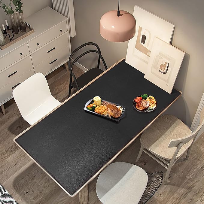 ZORESYN Conference Table Pads (66.9" x 27.6") - PU Leather Extended Large Mousepad Desk Mat - Nonslip Base and Waterproof Desktop Writing Pad Mouse Mat (Black)