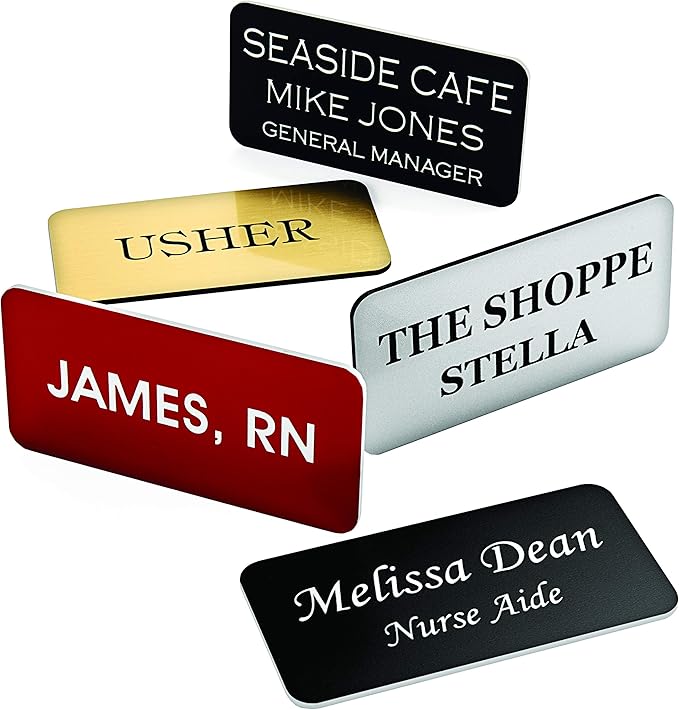 Custom Engraved Name Tag Badges – Personalized Identification with Pin or Magnetic Backing, 1 Inch x 3 Inches, Pink/White