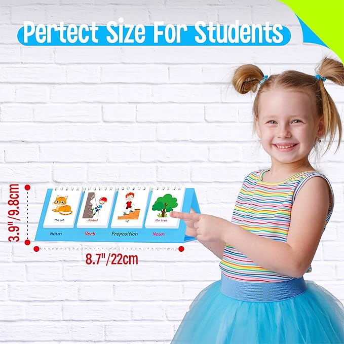 Sentence Flip Charts, 80 Double Sided Cards 40 Sentences, Learn Parts of Speech Who/What/Where Sentence Building Freestanding Flip Chart Educational Tool for Preschool Kindergarten 1st 2nd Grade