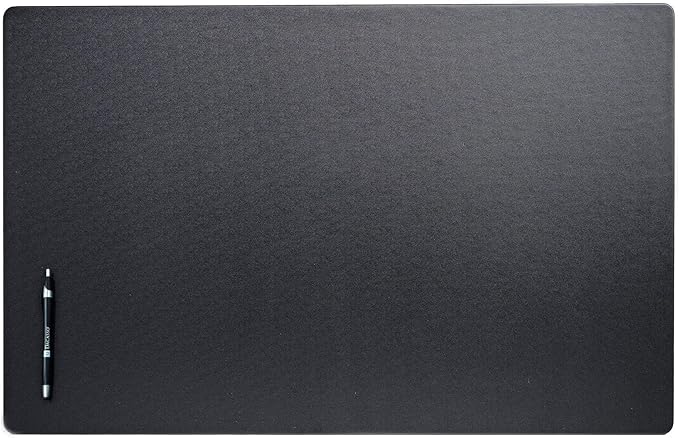 DACASSO Leatherette Desk Mat Without Rails - Luxury Leather Desk Blotter for Writing - Executive Desk Surface Protector - (Black, 30 x 19)