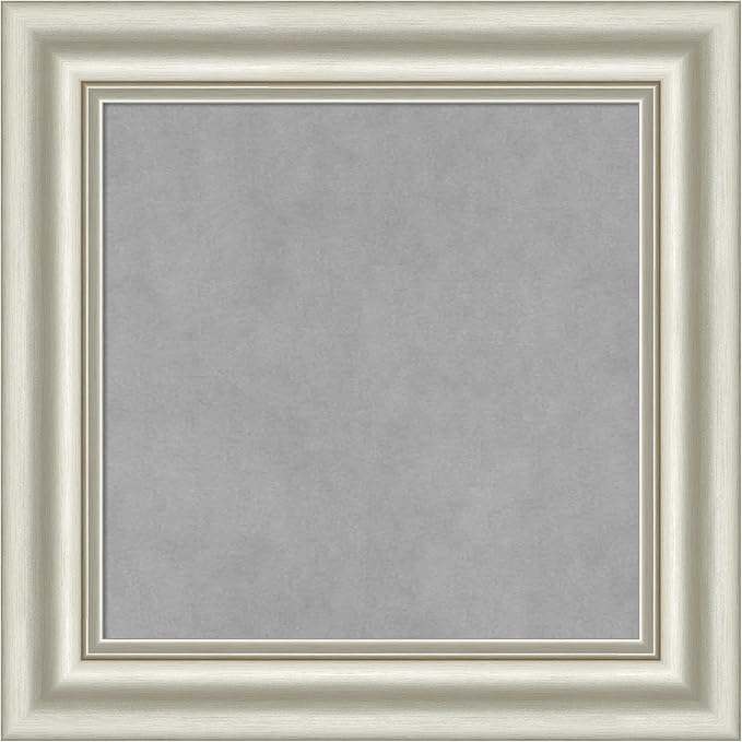Amanti Art Silver Framed Magnetic Board 22x22 Small Vision Board for use with Magnets, 100% Metal Sheet to Display Items as Office Decor or for Home Organization in mudroom, Kitchen or Kids Room
