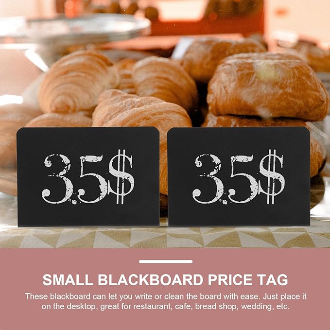 VILLCASE 10pcs Shaped Mini Blackboards Desktop Message Signs for Shops Bakery Restaurants Reusable PVC Chalkboards for Menus Notes and Reminders