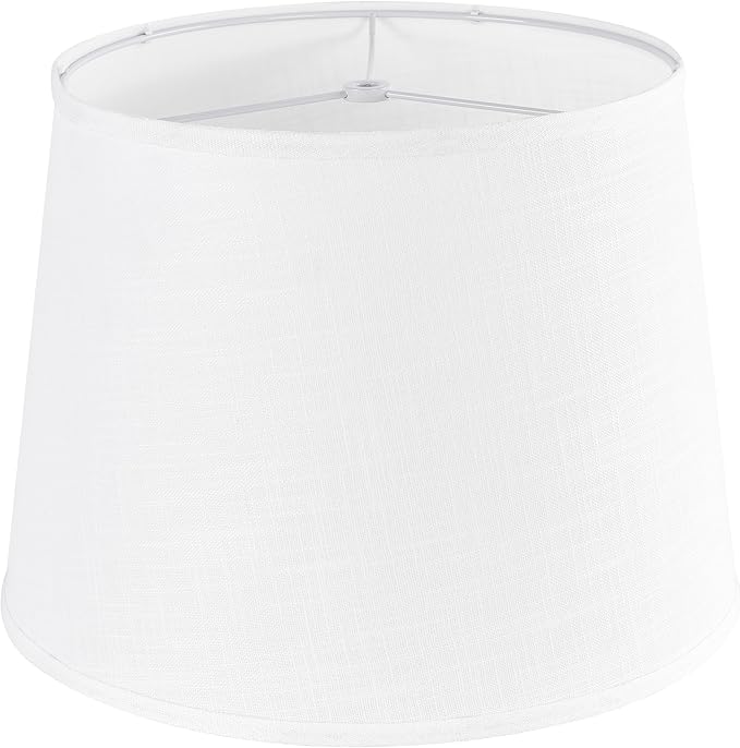 White Texture Lamp Shade Drum Lampshades Replacemnt for Table Lamps Floor Lamps-11"Top × 13" Bottom × 10" High(Spider),Modern Table Lamps Lights for Room-Required Assembly-By GO&SO
