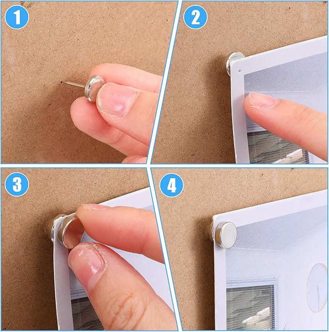 50 Sets Push Pins Magnetic Thumb Tacks, Magnet Push pins for Wall Bulletin Board Cork Board Cute Decorative Clips Thumbtacks for Poster Hanger Photo Picture Hanging Accessories
