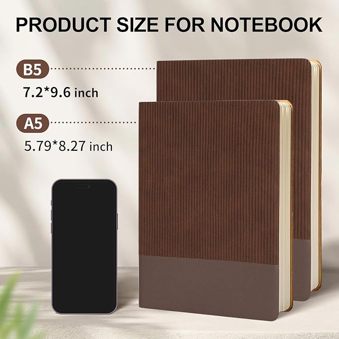 TSFPapier Lined Journal Notebook for Work College Ruled Note Book 5.79"x8.27" A5 PU Leather Daily Journaling 216 Pages for Women Men Writing Home School Supplies Business (Coffee)