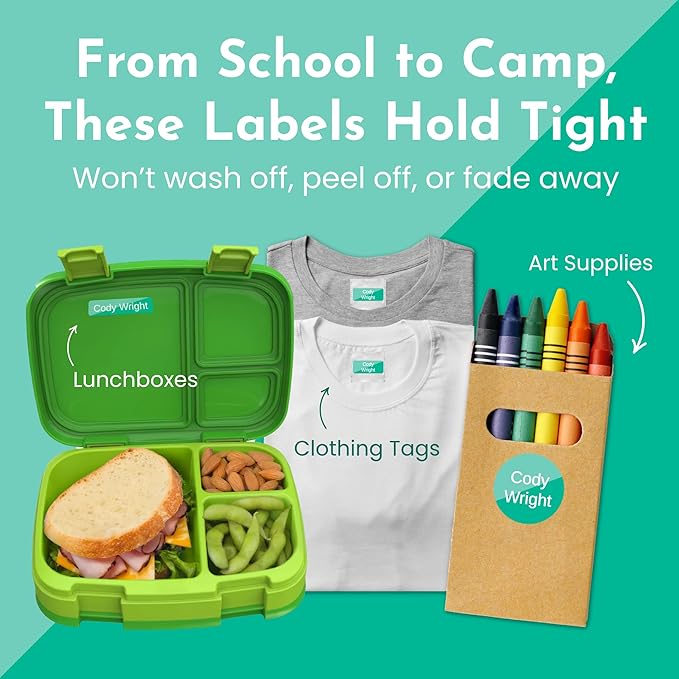Name Bubbles - Basic Daycare Name Stickers for Kids (102 Count) - Personalized Waterproof Name Labels for School Supplies, Clothing Tags, Baby Bottles, All Ages - Washable Stick-On Labels (One Color)