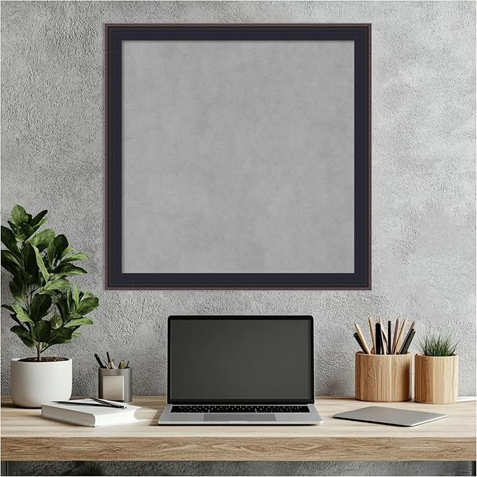 Amanti Art Black Framed Magnetic Board 23x23 Medium Vision Board for use with Magnets, 100% Metal Sheet to Display Items as Office Decor or for Home Organization in mudroom, Kitchen or Kids Room