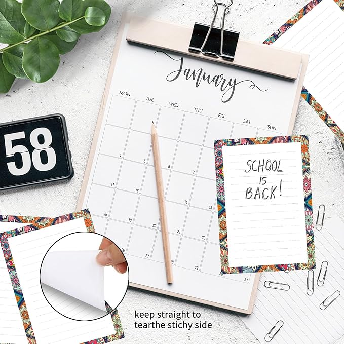 SXboxing Sticky Notes 4X6 Inches, 2 Pack Large Cute Self-Stick Pads, Bright Funny Memo Pads Easy to Stick for Home, Office Luxury Mandala