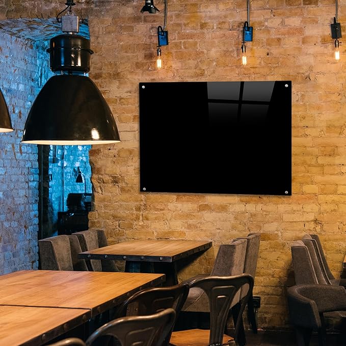 Gooderboard Glass Magnetic Black Board - 48 x36 Inches Frameless Dry Erase Blackboard for Wall, Wall Mounted Glass Board, Writing Board for Office, Meetings and Schools