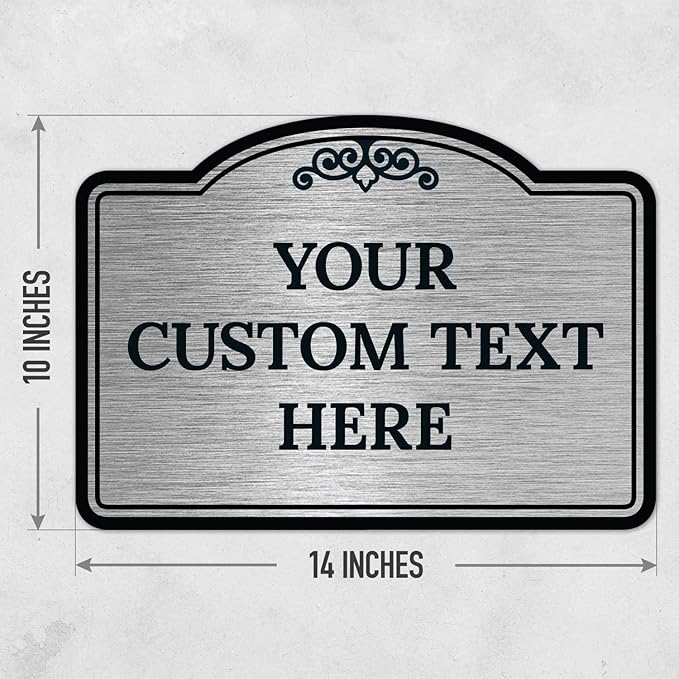 Custom Decorative Sign, Personalized Metal Sign for Business, Driveway, Home, Airbnb, Office Door Plaque, Brushed Nickel Sign, 14x10 Inches, ACM, Fade Resistant, Made in USA by Sigo Signs