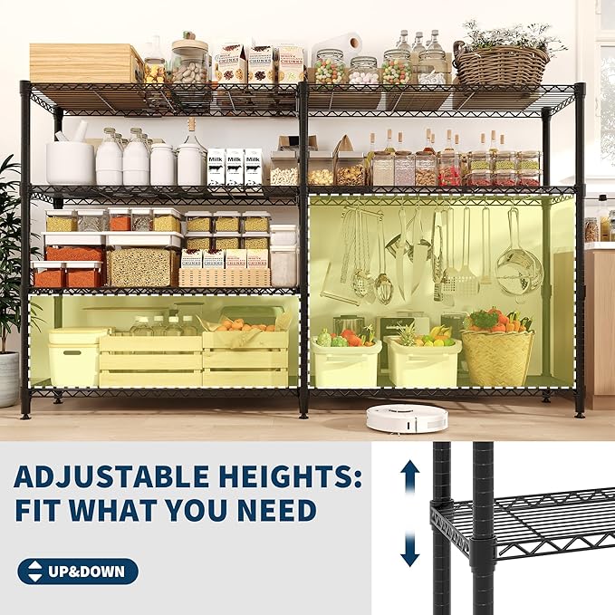 MilleLoom 4-Tier Metal Shelving Unit, Heavy Duty Storage Shelves Adjustable Garage Shelf, Easy Assembly, for Basement, Kitchen & Pantry Room Organization, 13.8" D x 60" W x 59.5" H