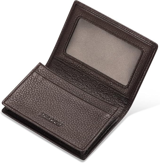 Leather Business Card Case Holder for Men & Women, Italian Calfskin
