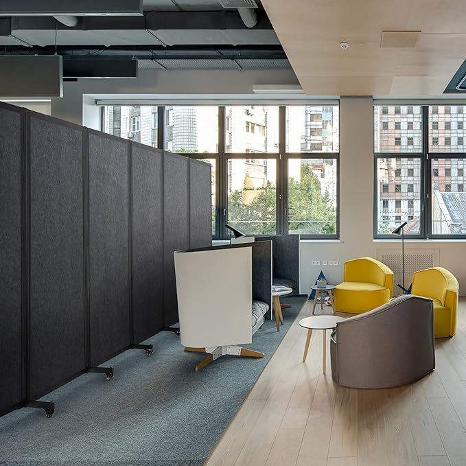 Strongbird Room Partition,Office Divider,Portable Commercial Screen Dividers,Privacy Partition Separator,Classroom School Dividers, 12'7"L* 6'7"H,6 Panel,Grey