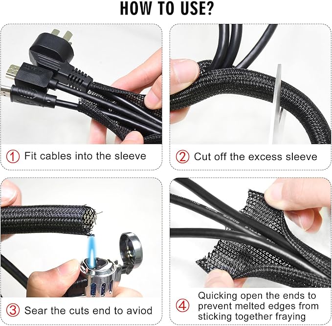 Moxita 25ft - 3/4 inch Cord Protector Cable Sleeve Split Wire Loom Tubing for Power Cord Audio USB Cable, Wire Cover Cable Management Sleeve for TV Computer, Cord Protectors from Pets Chewing, Black