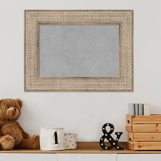Amanti Art Silver Framed Magnetic Board 18x24 Small Vision Board for use with Magnets, 100% Metal Sheet to Display Items as Office Decor or for Home Organization in mudroom, Kitchen or Kids Room