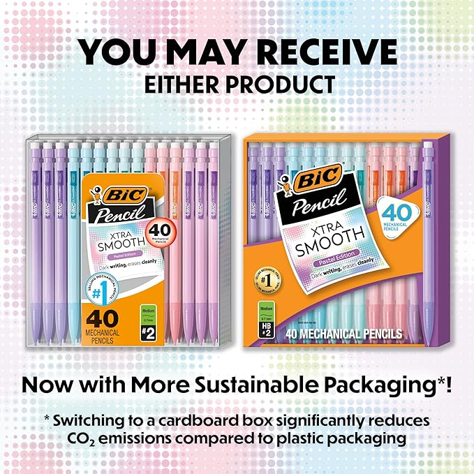 BIC Xtra Smooth Mechanical Pencil with Erasers, 0.7 mm Point, Refillable, 40-Count Pack