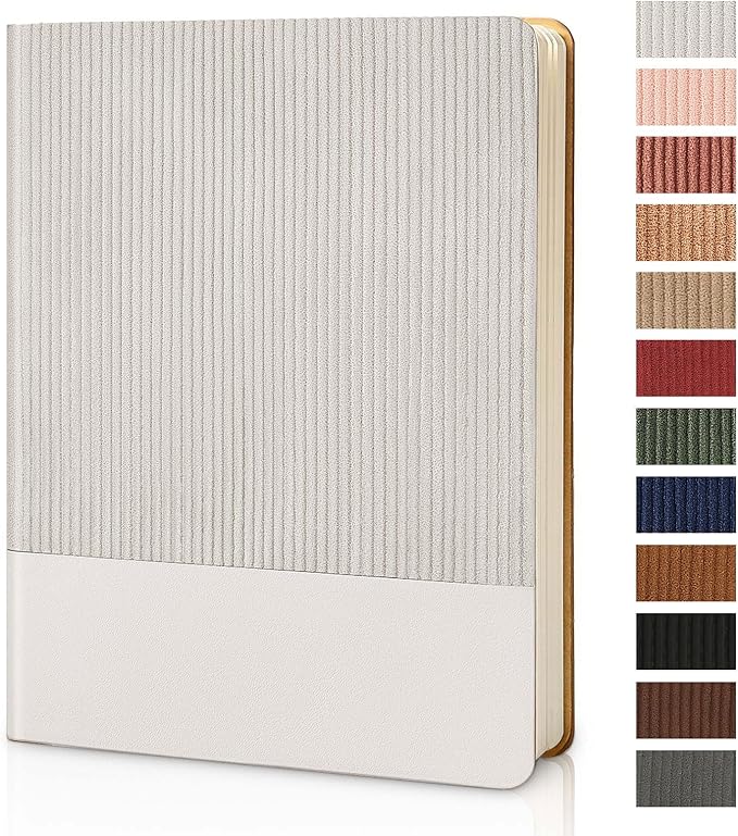 TSFPapier Lined Journal Notebook for Work College Ruled Note Book 7.2"x9.6" B5 PU Leather Daily Journaling 160 Pages for Women Men Writing Home School Supplies Business (Grey)
